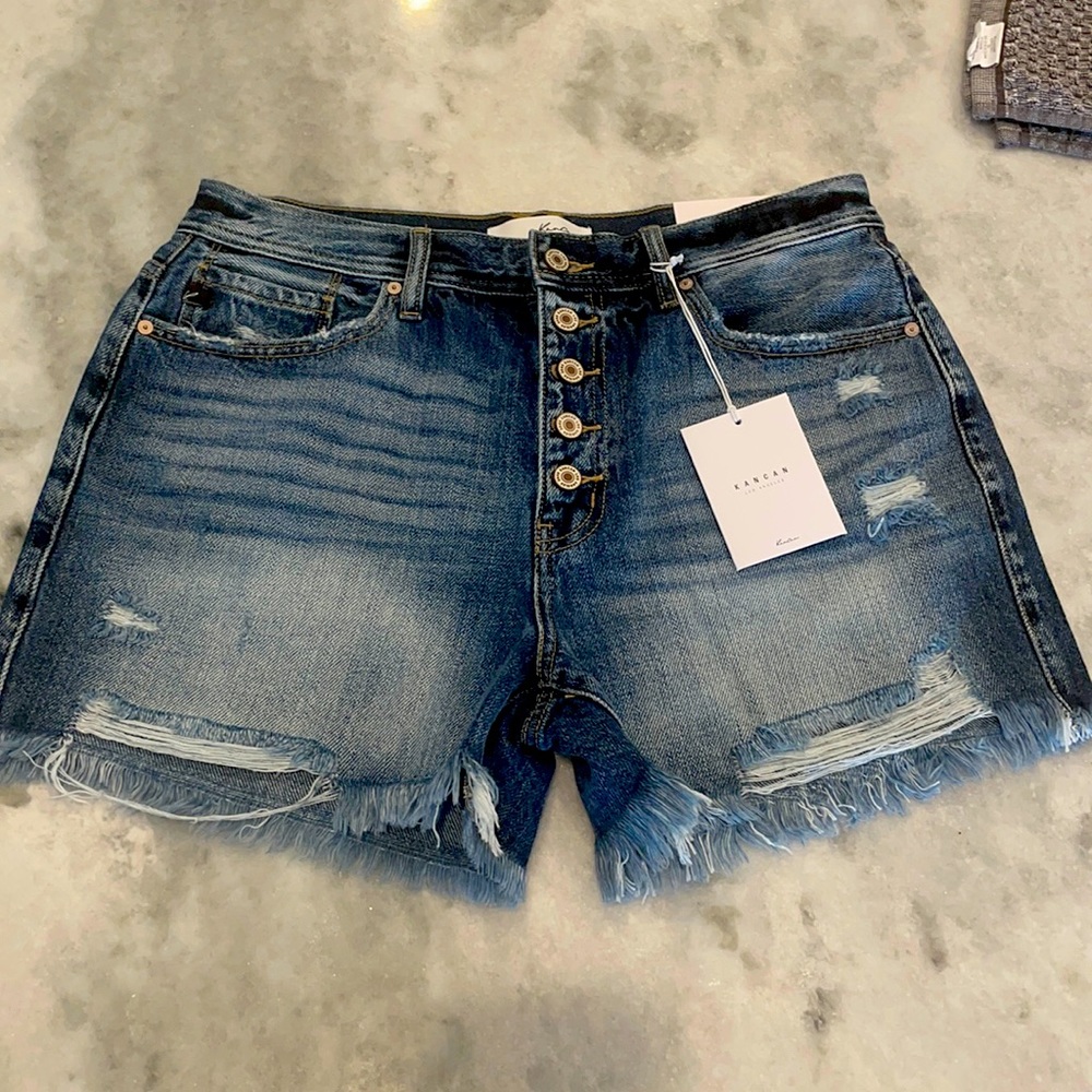 NWT KanCan Distressed High Rise Shorts XL